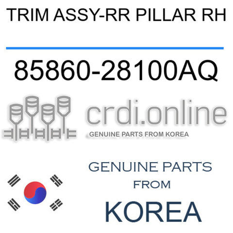 TRIM ASSY-RR PILLAR RH [ORIGINAL] 85860-28100AQ 8586028100AQ 85860 28100AQ