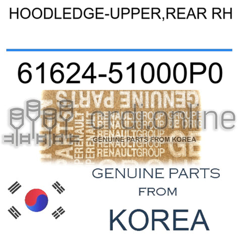 HOODLEDGE-UPPER,REAR RH [ORIGINAL] 61624-51000P0 6162451000P0 61624 51000P0