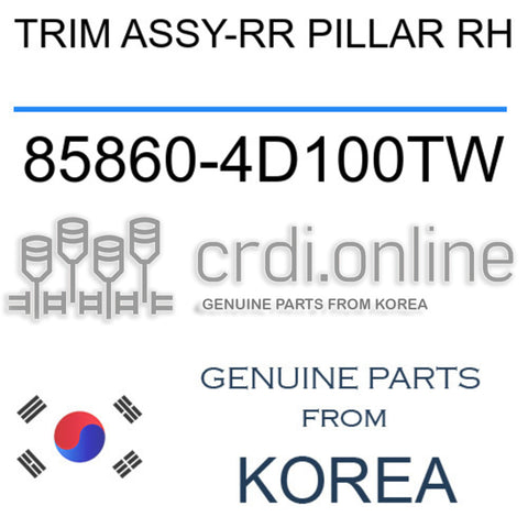 TRIM ASSY-RR PILLAR RH [ORIGINAL] 85860-4D100TW 858604D100TW 85860 4D100TW
