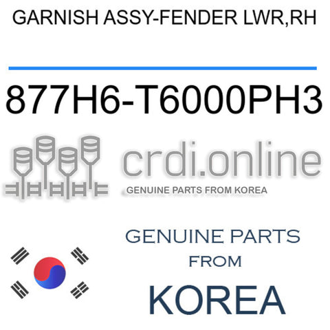 GARNISH ASSY-FENDER LWR,RH [ORIGINAL] 877H6-T6000PH3 877H6T6000PH3 877H6 T6000PH3