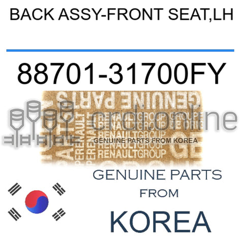 BACK ASSY-FRONT SEAT,LH [ORIGINAL] 88701-31700FY 8870131700FY 88701 31700FY