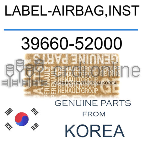 LABEL-AIRBAG,INST [ORIGINAL] 39660-52000 3966052000 39660 52000