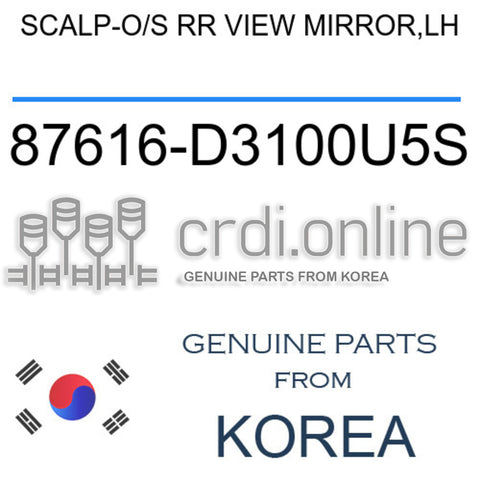 SCALP-O/S RR VIEW MIRROR,LH 87616-D3100U5S 87616D3100U5S 87616 D3100U5S