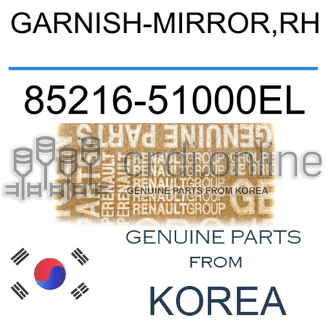 GARNISH-MIRROR,RH [ORIGINAL] 85216-51000EL 8521651000EL 85216 51000EL