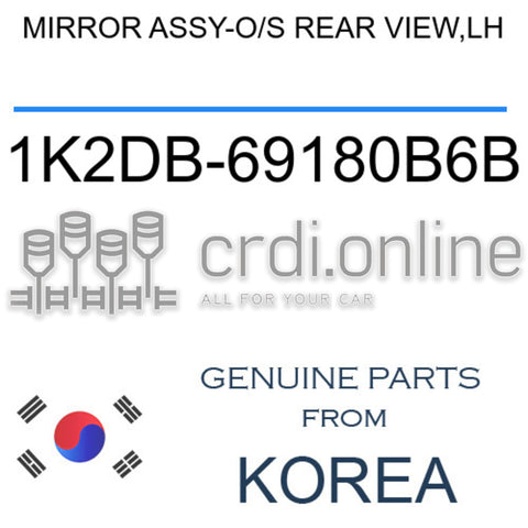 MIRROR ASSY-O/S REAR VIEW,LH [ORIGINAL] 1K2DB-69180B6B 1K2DB69180B6B 1K2DB 69180B6B