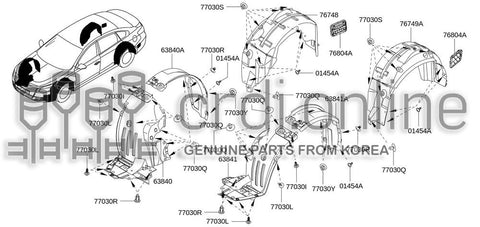 PROTECTOR ASSY-FRONT FENDERRH 63844-7442R 638447442R 63844 7442R