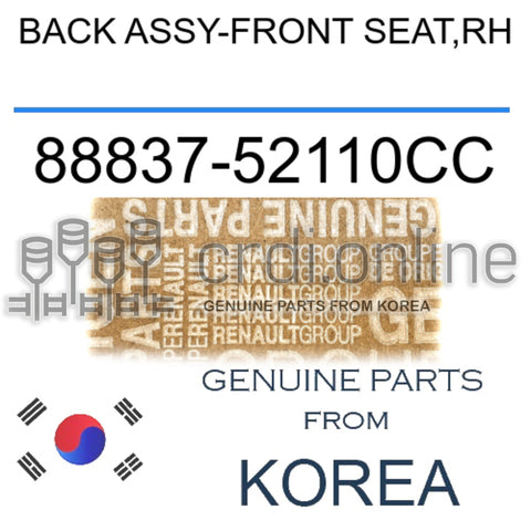BACK ASSY-FRONT SEAT,RH [ORIGINAL] 88837-52110CC 8883752110CC 88837 52110CC