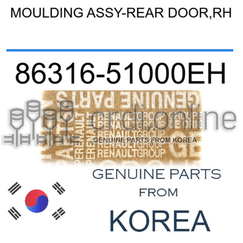 MOULDING ASSY-REAR DOOR,RH [ORIGINAL] 86316-51000EH 8631651000EH 86316 51000EH