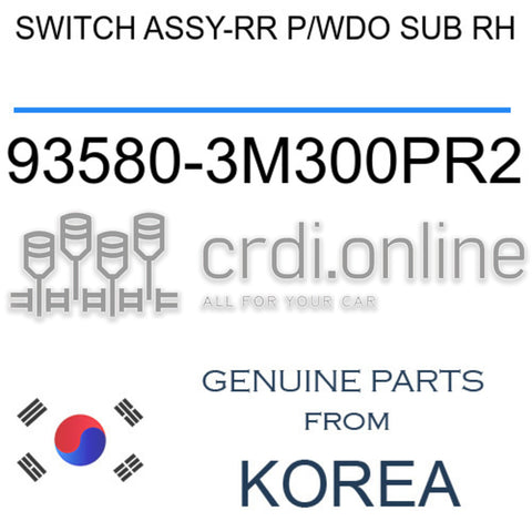 SWITCH ASSY-RR P/WDO SUB RH 93580-3M300PR2 935803M300PR2 93580 3M300PR2