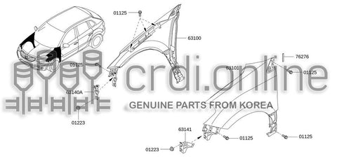 BRACKET ASSY-FRONT FENDERUPPER LH 63141-6554R 631416554R 63141 6554R
