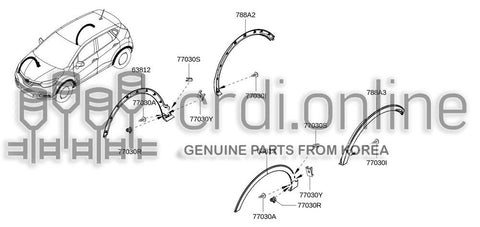 MOLDING-FENDER RR RH 788A2-0643R 788A20643R 788A2 0643R