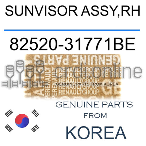 SUNVISOR ASSY,RH [ORIGINAL] 82520-31771BE 8252031771BE 82520 31771BE