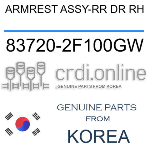 ARMREST ASSY-RR DR RH 83720-2F100GW 837202F100GW 83720 2F100GW