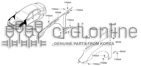 BRACKET ASSY-FRONT FENDER SKIRTLH [ORIGINAL] 63141-9666R 631419666R 63141 9666R