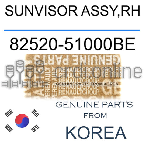 SUNVISOR ASSY,RH [ORIGINAL] 82520-51000BE 8252051000BE 82520 51000BE