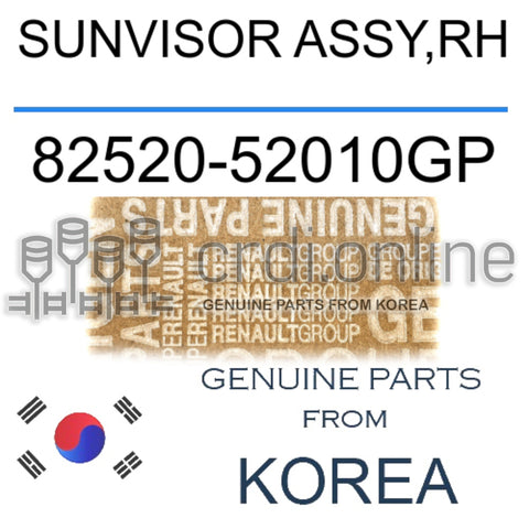 SUNVISOR ASSY,RH [ORIGINAL] 82520-52010GP 8252052010GP 82520 52010GP