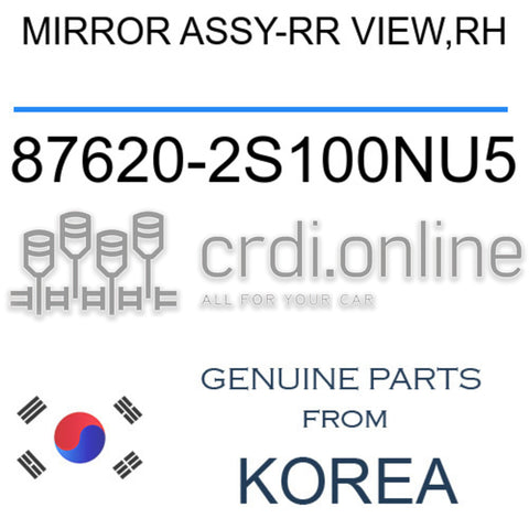 MIRROR ASSY-RR VIEW,RH [ORIGINAL] 87620-2S100NU5 876202S100NU5 87620 2S100NU5