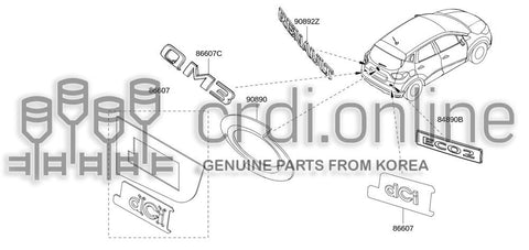 EMBLEM-BACK DOORCENTER 90889-6581R 908896581R 90889 6581R