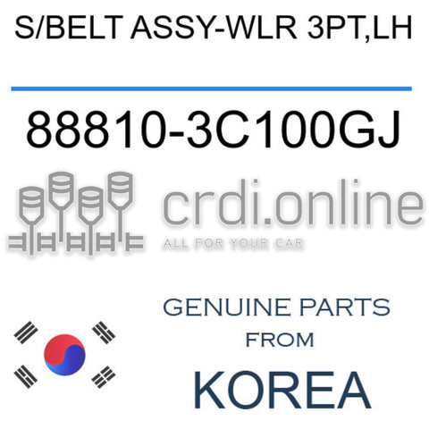 S/BELT ASSY-WLR 3PT,LH [ORIGINAL] 88810-3C100GJ 888103C100GJ 88810 3C100GJ