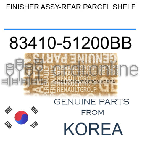 FINISHER ASSY-REAR PARCEL SHELF [ORIGINAL] 83410-51200BB 8341051200BB 83410 51200BB