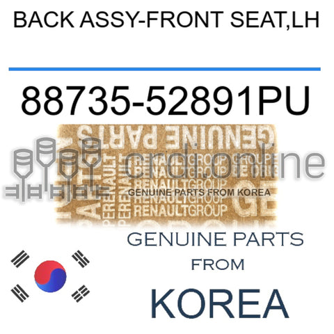 BACK ASSY-FRONT SEAT,LH [ORIGINAL] 88735-52891PU 8873552891PU 88735 52891PU