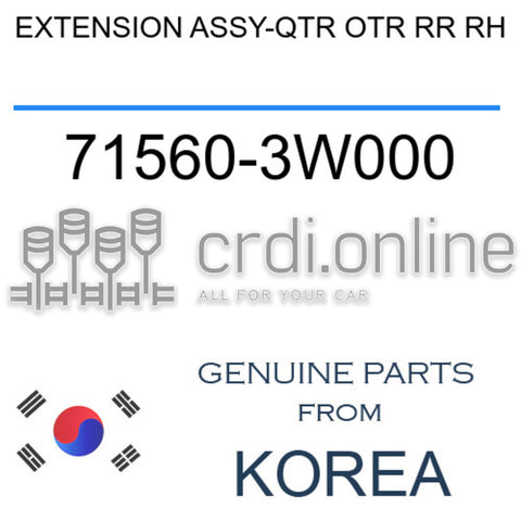 EXTENSION ASSY-QTR OTR RR RH [ORIGINAL] 71560-3W000 715603W000 71560 3W000