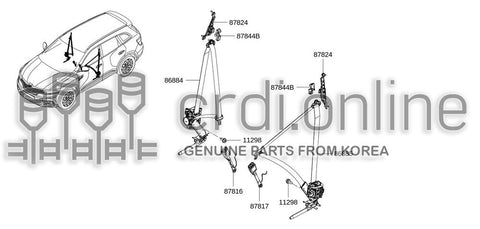 BELT ASSY-TONGUEPRETENSIONER FRONT RH 86884-1621R 868841621R 86884 1621R