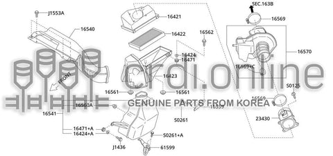 DUCT ASSY-AIRDUST SIDE 16540-23930 1654023930 16540 23930