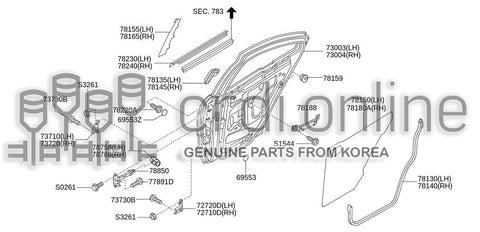 TAPE-REAR DOOR OUTSIDERH 78161-31000GA 7816131000GA 78161 31000GA