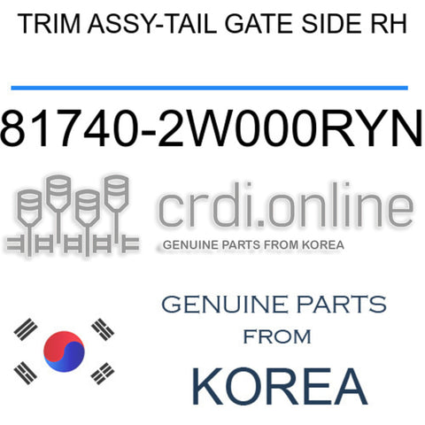TRIM ASSY-TAIL GATE SIDE RH 81740-2W000RYN 817402W000RYN 81740 2W000RYN