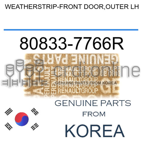 WEATHERSTRIP-FRONT DOOR,OUTER LH [ORIGINAL] 80833-7766R 808337766R 80833 7766R
