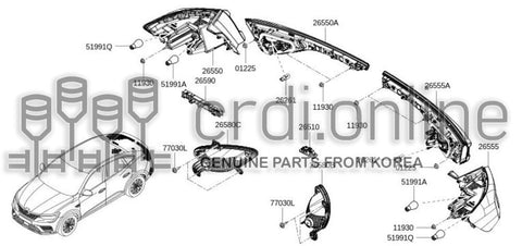 LAMP ASSY-REAR COMBINATION INSIDELH 26555-3653R 265553653R 26555 3653R