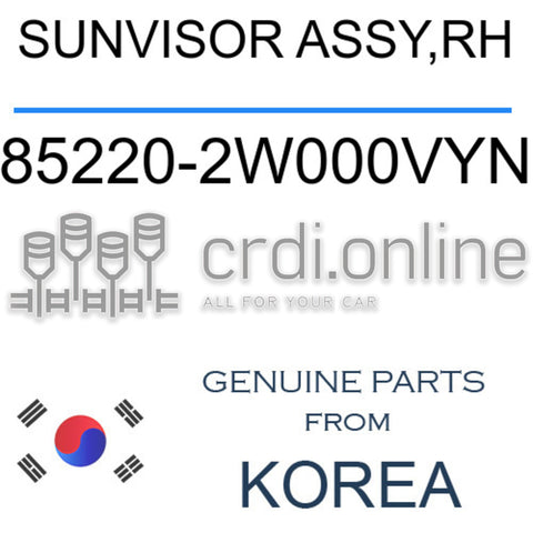 SUNVISOR ASSY,RH 85220-2W000VYN 852202W000VYN 85220 2W000VYN