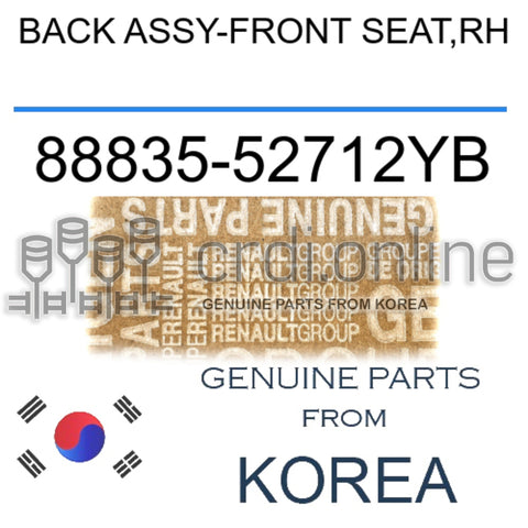 BACK ASSY-FRONT SEAT,RH [ORIGINAL] 88835-52712YB 8883552712YB 88835 52712YB