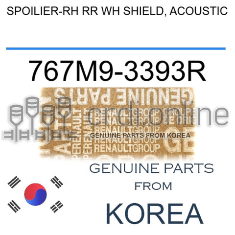 SPOILIER-RH RR WH SHIELD, ACOUSTIC [ORIGINAL] 767M9-3393R 767M93393R 767M9 3393R