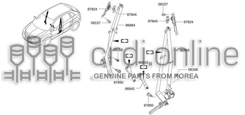 BELT ASSY-TONGUEPRETENSIONER FRONT LH 86885-JY11A 86885JY11A 86885 JY11A