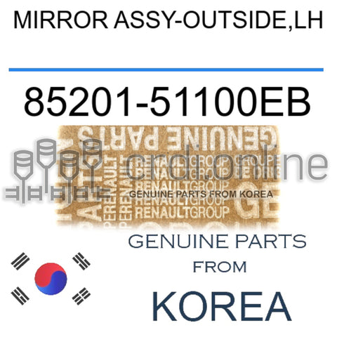 MIRROR ASSY-OUTSIDE,LH [ORIGINAL] 85201-51100EB 8520151100EB 85201 51100EB