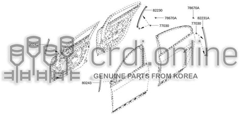 GUIDE-CHANNER-FRONT LH DOORFRONT LOWER 80241-2079R 802412079R 80241 2079R