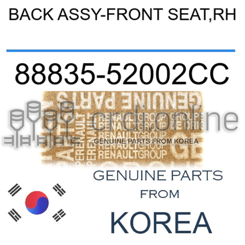 BACK ASSY-FRONT SEAT,RH [ORIGINAL] 88835-52002CC 8883552002CC 88835 52002CC