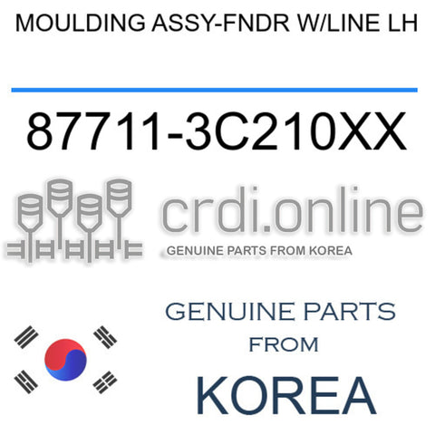 MOULDING ASSY-FNDR W/LINE LH 87711-3C210XX 877113C210XX 87711 3C210XX