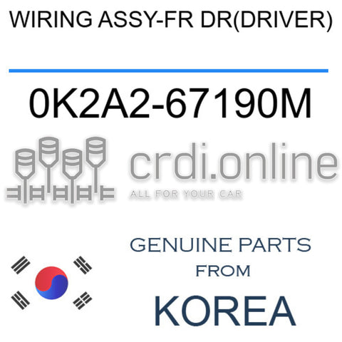 WIRING ASSY-FR DR(DRIVER) 0K2A2-67190M 0K2A267190M 0K2A2 67190M