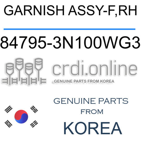 GARNISH ASSY-F,RH [ORIGINAL] 84795-3N100WG3 847953N100WG3 84795 3N100WG3