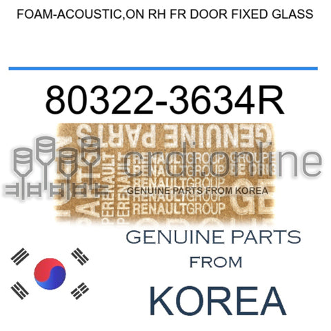 FOAM-ACOUSTIC,ON RH FR DOOR FIXED GLASS [ORIGINAL] 80322-3634R 803223634R 80322 3634R