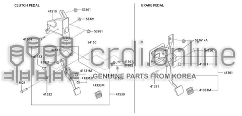 PEDAL ASSY-CLUTCH 41530-52000GA 4153052000GA 41530 52000GA