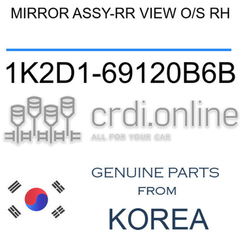 MIRROR ASSY-RR VIEW O/S RH [ORIGINAL] 1K2D1-69120B6B 1K2D169120B6B 1K2D1 69120B6B