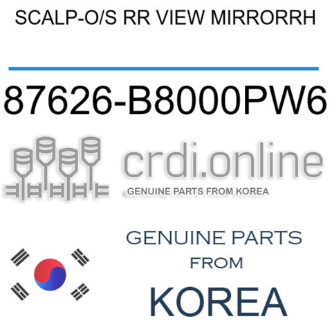 SCALP-O/S RR VIEW MIRRORRH [ORIGINAL] 87626-B8000PW6 87626B8000PW6 87626 B8000PW6
