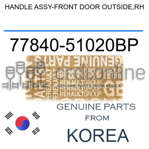 HANDLE ASSY-FRONT DOOR OUTSIDE,RH [ORIGINAL] 77840-51020BP 7784051020BP 77840 51020BP