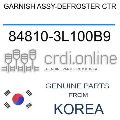 GARNISH ASSY-DEFROSTER CTR [ORIGINAL] 84810-3L100B9 848103L100B9 84810 3L100B9