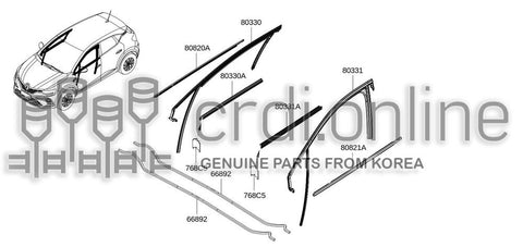 WEATHERSTRIP-FRONT DOOROUTER RH 80820-8604R 808208604R 80820 8604R