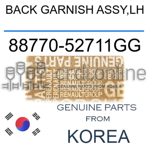 BACK GARNISH ASSY,LH [ORIGINAL] 88770-52711GG 8877052711GG 88770 52711GG
